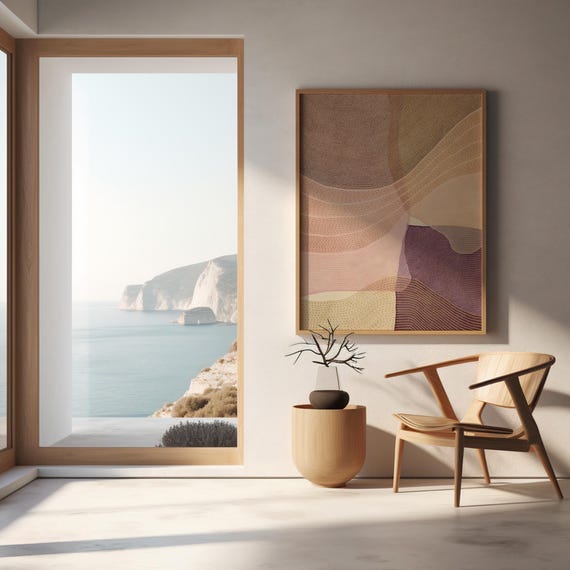 Abstract Line Art Print: Earthy Neutral Tones, Modern Minimalist Poster (Unframed)