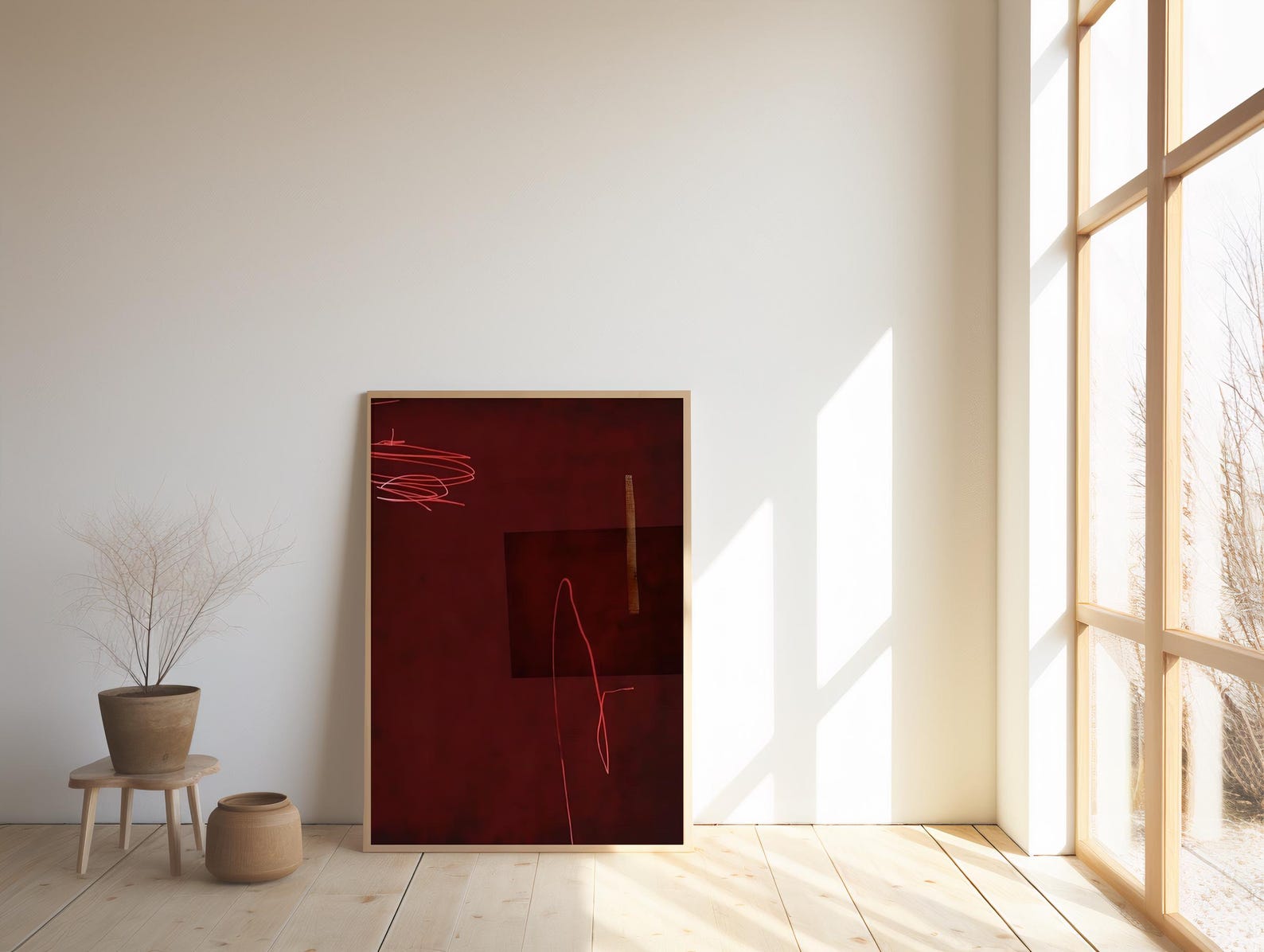 Red Abstract Art Print | Modern Minimalist Wall Decor (frame Not ...