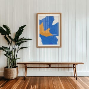 Vibrant Blue & Orange Abstract Art Print - Modern Minimalist Wall Decor