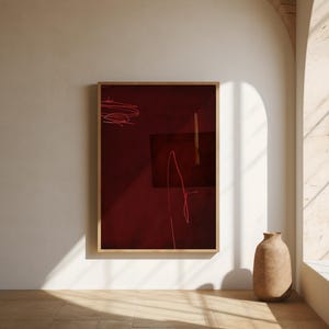 Roter abstrakter Kunstdruck | Moderne minimalistische Wanddekoration (Rahmen nicht enthalten)