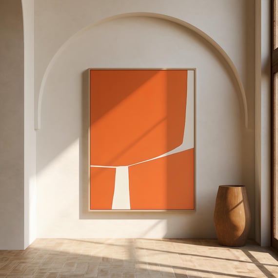 Modern Orange Abstract Print | Minimal Color Block Wall Art (Digital Download)