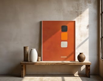 Terrakotta abstrakte Formen Wandkunst | Minimalistisch – Geometrisches Poster | Fertig zum Aufhängen