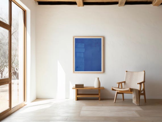 Abstract Blue Minimalist Wall Art Print – Modern Digital Download, Contemporary Fine Art