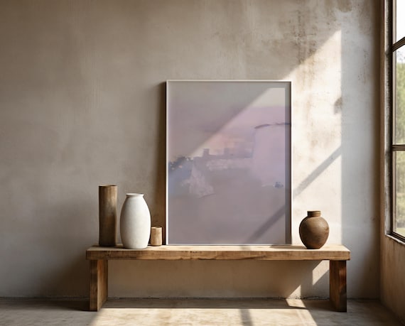 Soft Lavender Neutral Abstract Wall Art | Framed Poster