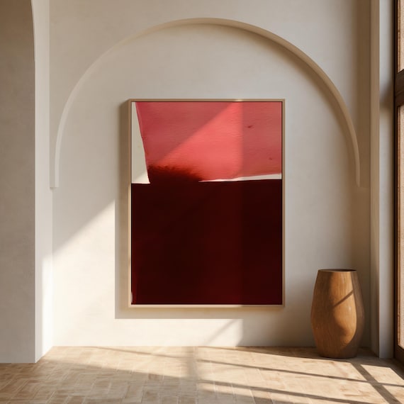 Fine Art Poster: Red & Maroon Abstract Wall Art (Unframed)