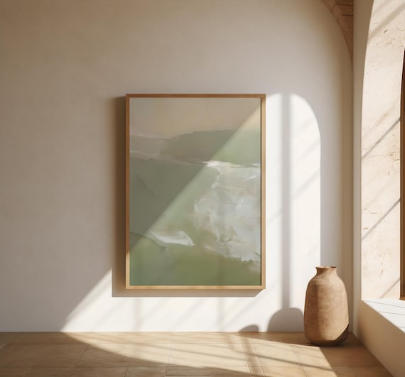 Sage Green Abstract Wall Art | Soft Neutral Minimal | Fine Art Poster