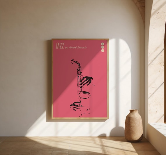 Jazz Wall Art | Retro Pink Saxophone Illustration – Fine Art Poster Print
