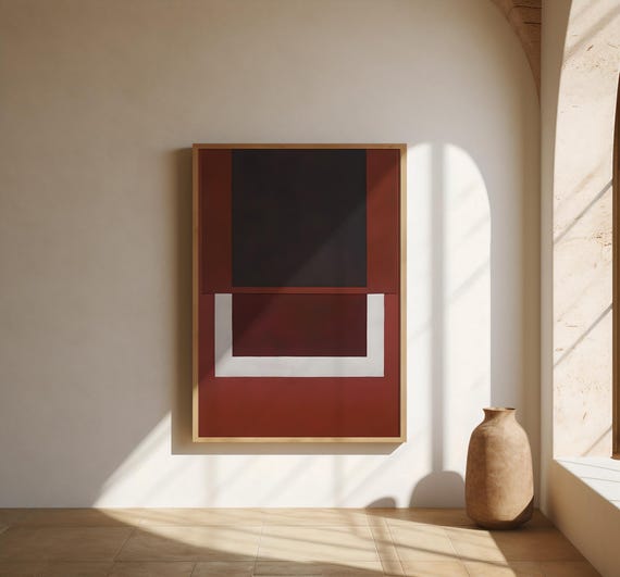 Dark Red & Black Minimal Abstract Wall Art – Fine Art Poster