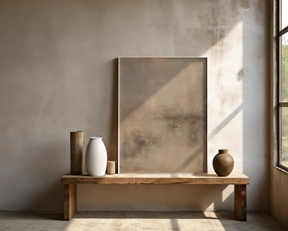 Neutral Abstract Wall Art | Beige Textured Modern Decor | Framed Poster