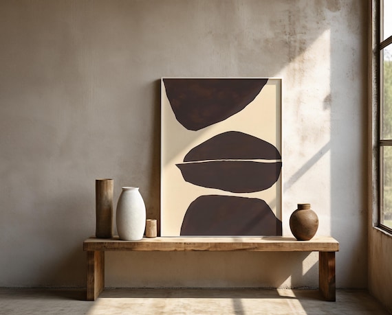 Brown Abstract Organic Shapes Wall Art | Framed Poster