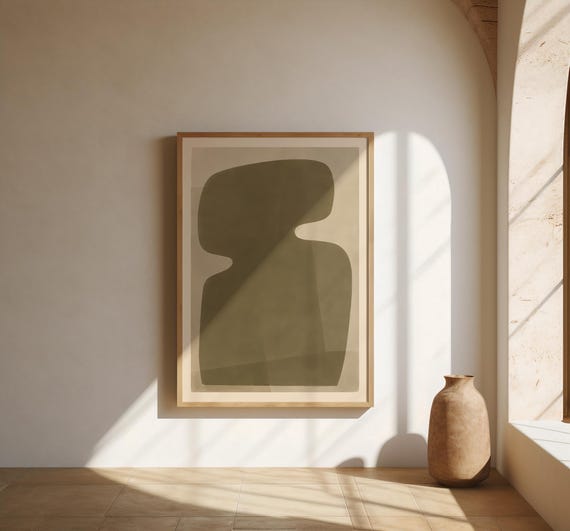 Olive Wall Art | Organic Silhouette Abstract – Fine Art Poster Print