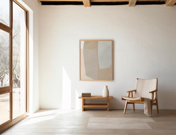 Minimalist Neutral Abstract Art Print • Beige Modern Shapes (Digital Download)