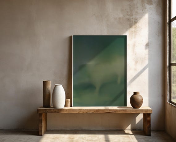 Moody Green Abstract Wall Art | Framed Poster