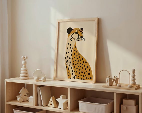 Cheetah Art Print: Modern Minimalist Safari Decor (Digital Download)