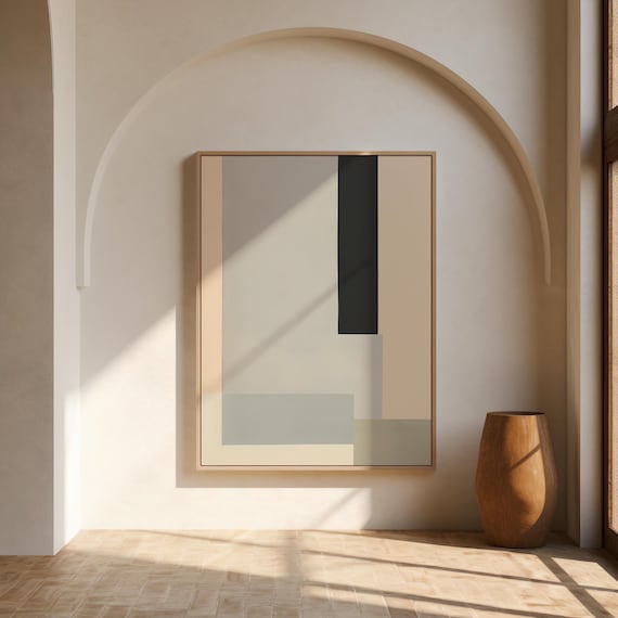 Neutral Minimalist Abstract Wall Art – Framed Canvas