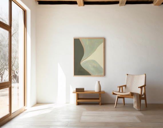Sage Green & Cream Abstract Wall Art | Digital Download