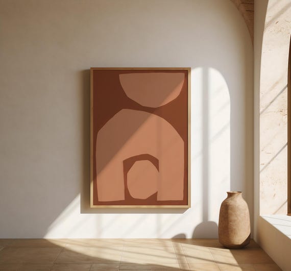 Abstract Terracotta Arch Wall Art | Minimal Earth Tone Shapes | Fine Art Poster (Frame not included)