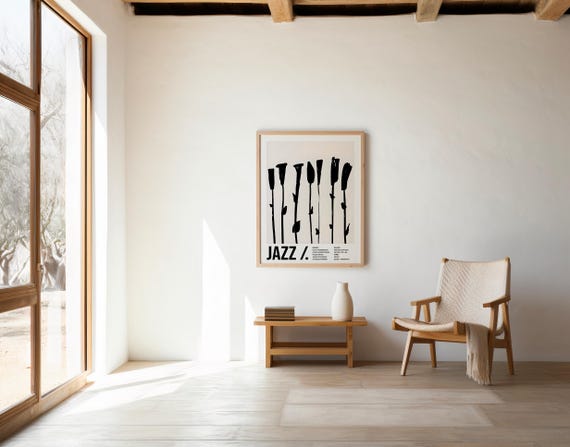 Minimalist Jazz Poster Black & Beige | Digital Download