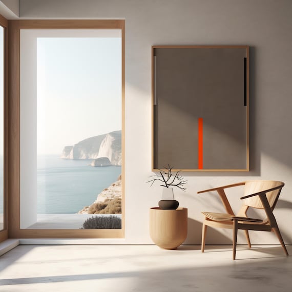 Minimalist Modern Abstract Art | Neutral Taupe Wall Decor | Framed Poster