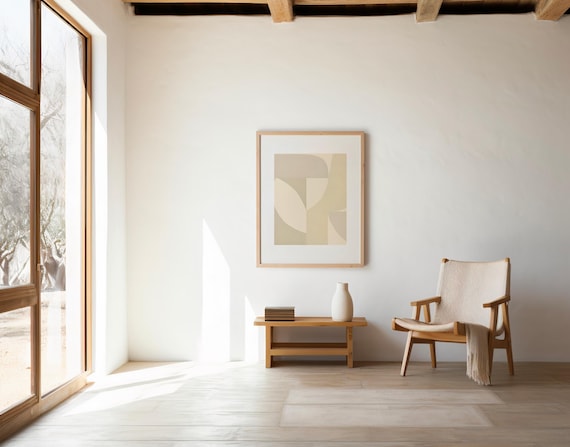 Neutral Abstract Geometric Wall Art | Digital Download