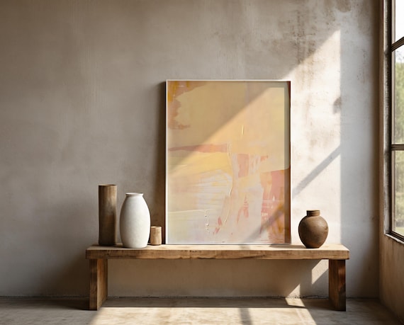 Warm Neutral Abstract Wall Art – Textured Minimal Framed Poster