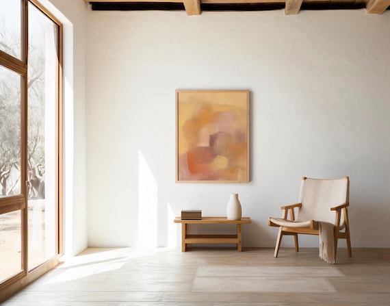 Warm Peach Abstract Wall Art with Soft Sunset Tones – Digital Download
