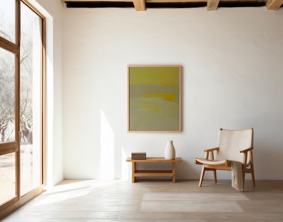 Muted Olive Yellow Abstract Print | Organic Modern Wall Art | Digital Download