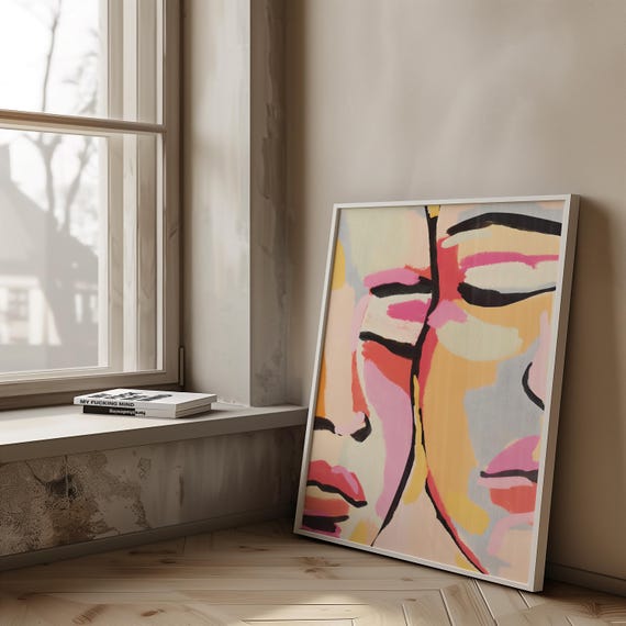 Abstract Woman Face Art Print: Fauvist-Style Colorful Portrait (Digital Download)