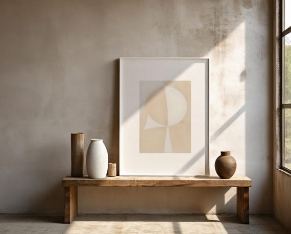 Soft Beige Minimal Abstract Wall Art | Framed Poster