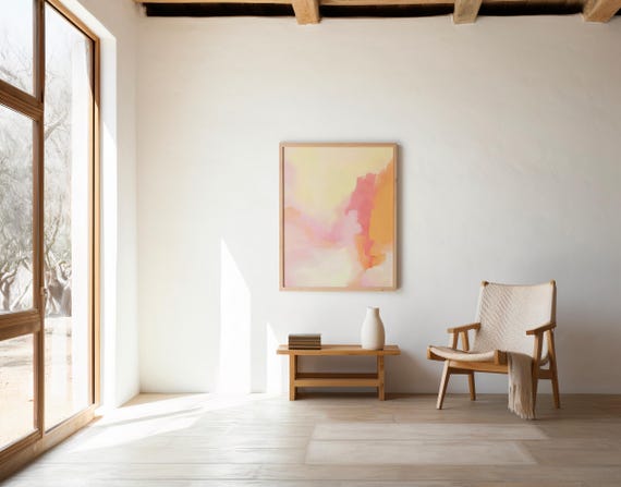 Blush Pink & Warm Orange Abstract | Digital Download