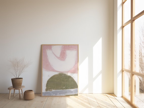 Blush Pink Abstract Art Print, Modern Minimalist Decor (Digital Download)