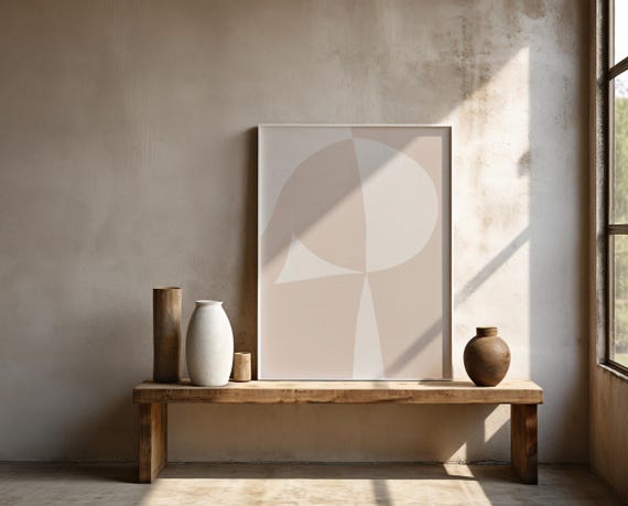 Blush Geometric Wall Art | Minimal Abstract Shapes – Framed Poster | Ready to Hang