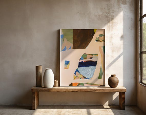 Abstract Color Block Wall Art | Modern Organic Shapes | Framed Poster