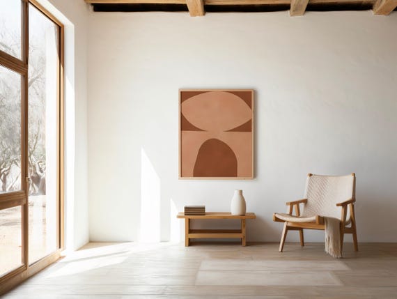 Terracotta Abstract Shape Print | Minimalist Mid Century Modern Digital Wall Art | Boho Geometric Poster