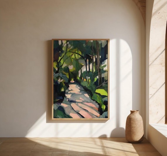 Forest Path Wall Art | Lush Green Impressionist – Fine Art Poster Print