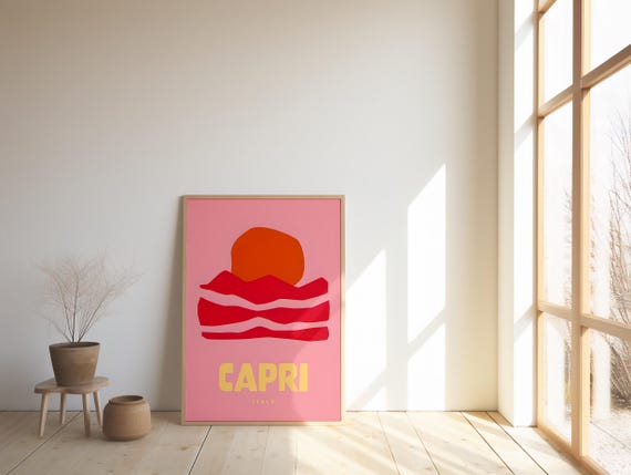 Capri Italy Sunset Print: Abstract Mediterranean Wall Art (Digital Download)