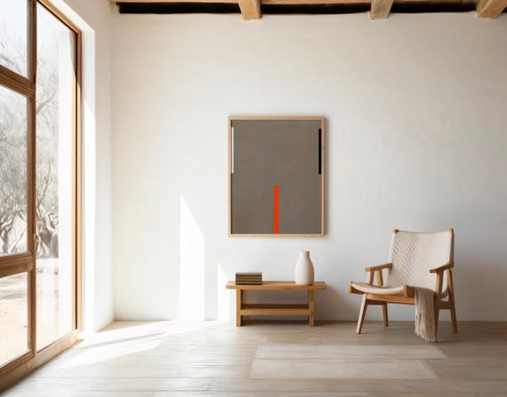 Minimalist Modern Abstract Art | Neutral Taupe Wall Decor | Fine Art Poster