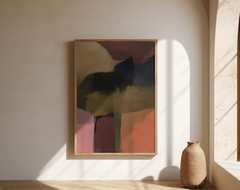Abstrakcyjna sztuka ścienna w ponurych barwach ziemi – plakat artystyczny Olive & Blush