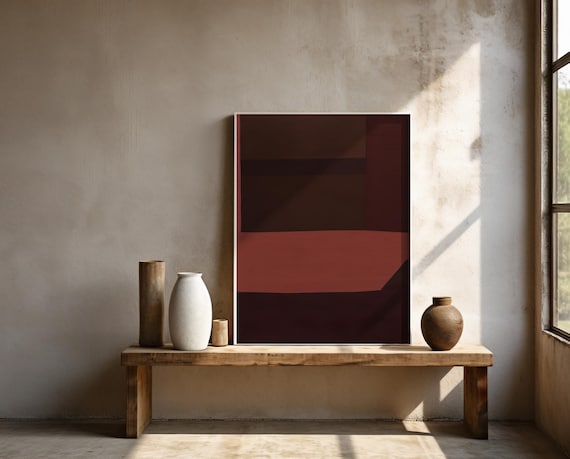 Deep Red & Brown Abstract Wall Art | Framed Poster