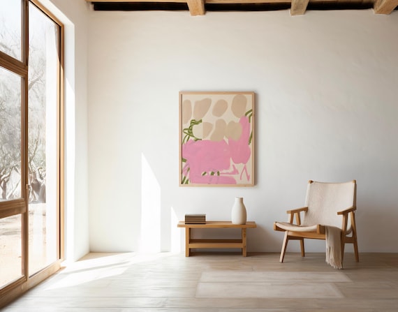 Blush Floral Wall Art | Bold Abstract Brushstrokes – Printable | Instant Download