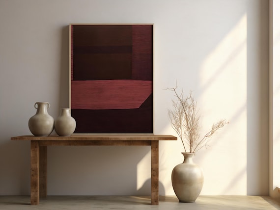 FRAMED Modern Burgundy Abstract Poster
