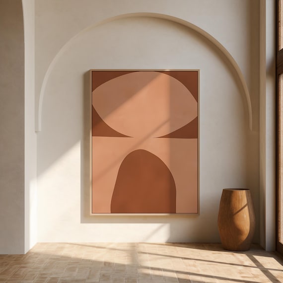 Terracotta Abstract Shape Print | Minimalist Mid Century Modern Digital Wall Art | Boho Geometric Poster