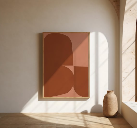Terracotta and Blush Abstract Wall Art | Bold Arch – Fine Art Poster Print