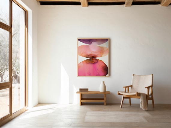 Pink Orange Abstract Art Print | Modern Watercolor Wall Decor | Digital Download