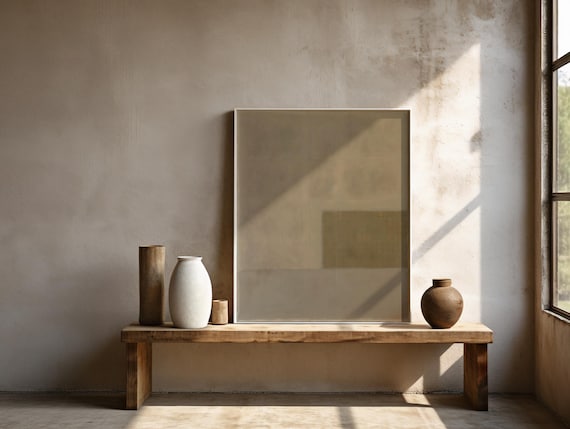 Earth Tone Abstract Framed Wall Art: Minimalist Home Decor