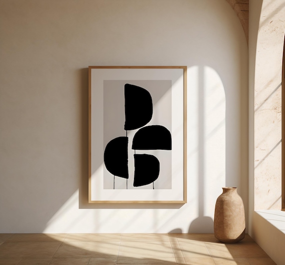 Bold Black Shapes with White Border – Fine Art Poster