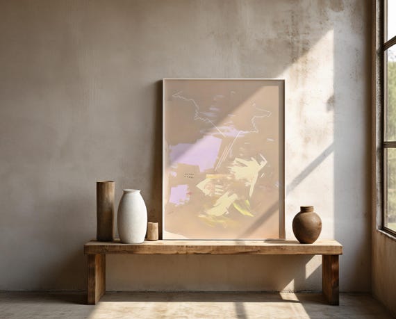 Soft Minimal Abstract Wall Art in Light Neutrals – Framed Poster