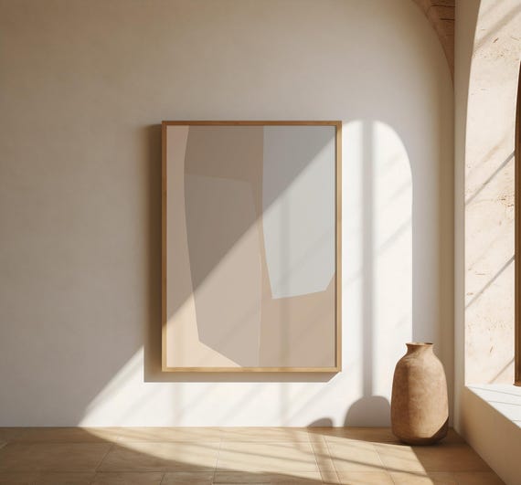 Taupe and Gray Abstract Wall Art | Bold Geometric Shapes – Fine Art Poster Print