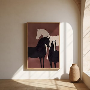 Minimalist Horse Art Trio · Modern Equine Wall Art · Neutral Abstract Digital Download