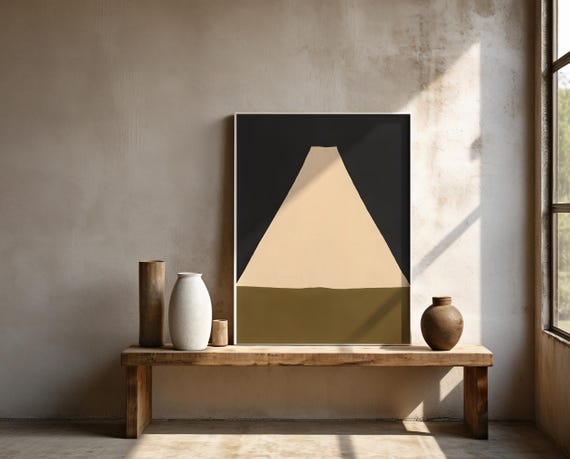 Neutral Geometric Wall Art | Abstract Minimalist Shapes – Framed Poster | Ready to Hang